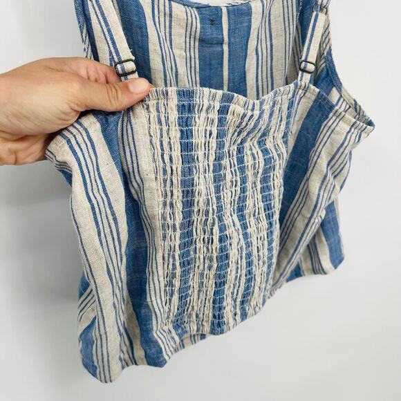 Torrid Linen-Blend Smocked Button Front Striped Tank Top Women's Size 1 (1X) - Picture 8 of 8